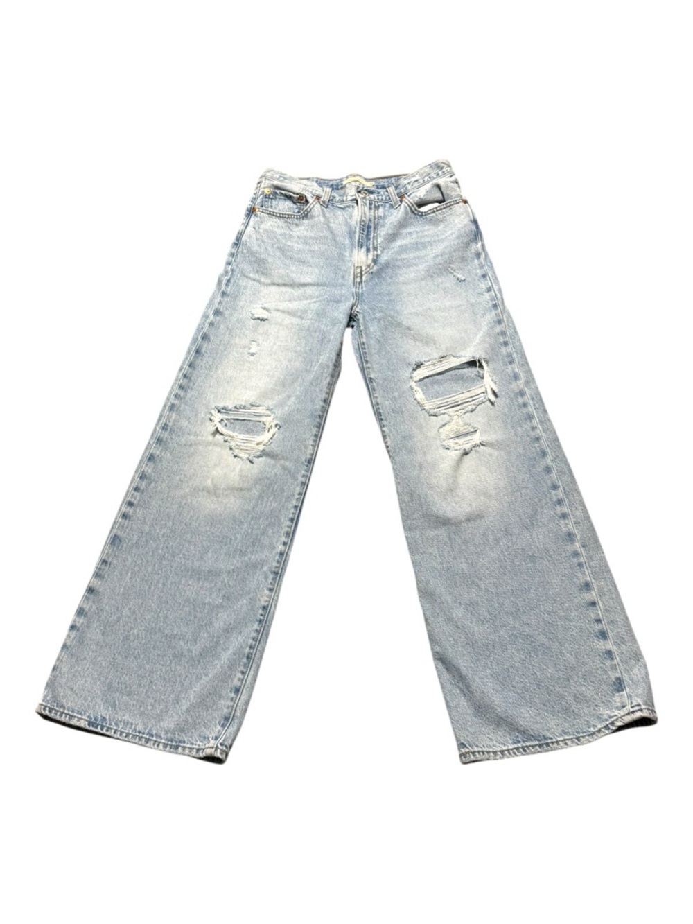 Levi's Light Wash Distressed Wide Leg Jeans